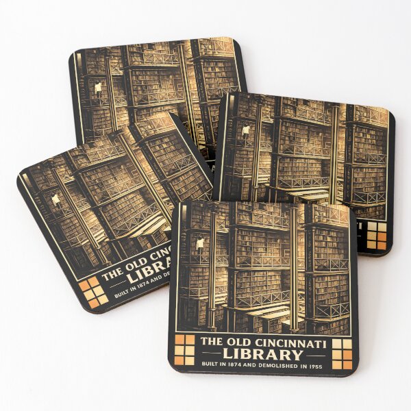 Item preview, Old Cincinnati Library Ohio - Demolished 1955 | Duotone Risograph Print designed and sold by WAUZ.