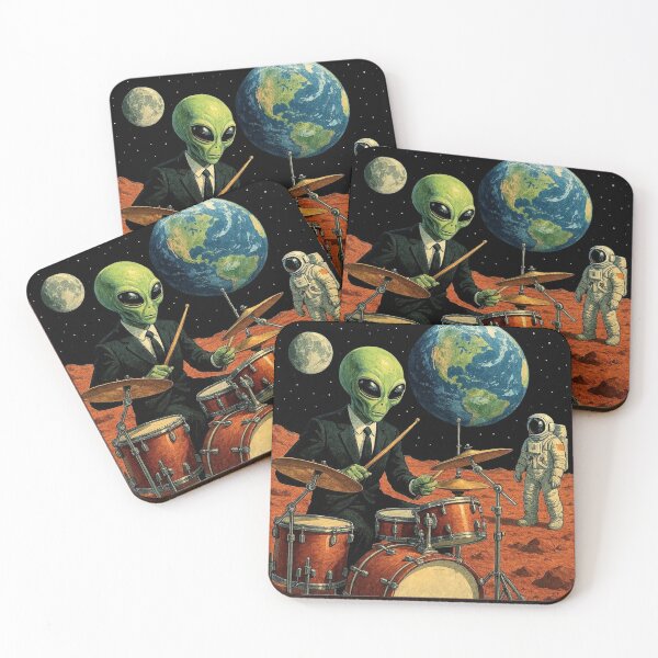 Item preview, Drummer alien and astronaut  designed and sold by Dogandesighn.