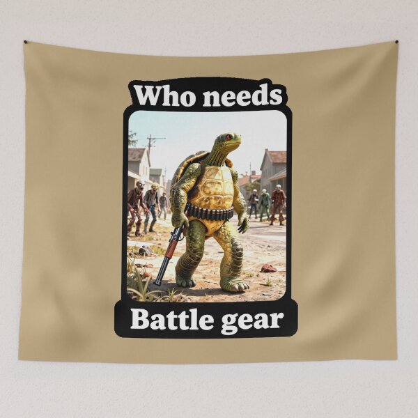 Item preview, Tactical Turtle Zombie Hunter – Who Needs Battle Gear Meme designed and sold by AnimalAirtistry.