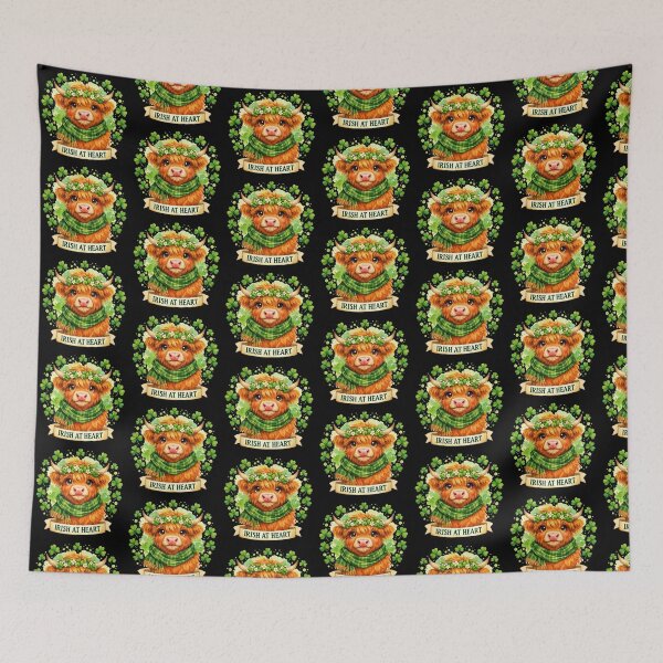 Item preview, Irish At Heart Cute Highland Cow St Patrick’s Day Shamrock Design designed and sold by timizar.
