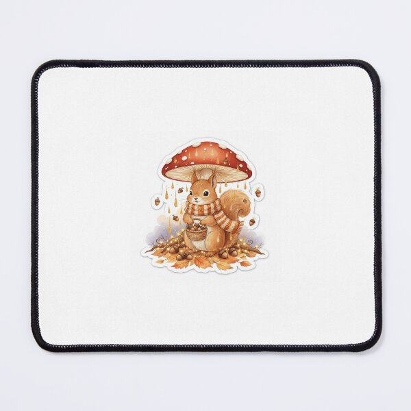 Item preview, Magical Squirrel with Acorns in Autumn Rain Sticker designed and sold by FernwoodPrints.
