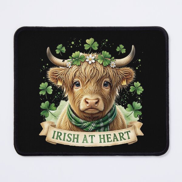 Item preview, Irish At Heart Cute Highland Cow St Patrick’s Day Shamrock Design designed and sold by timizar.