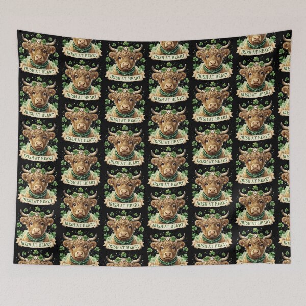 Item preview, Irish At Heart Cute Highland Cow St Patrick’s Day Shamrock Design designed and sold by timizar.