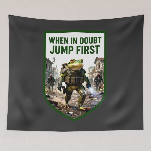 Item preview, Tactical Frog Zombie Hunter – Jump First Survival Meme designed and sold by AnimalAirtistry.