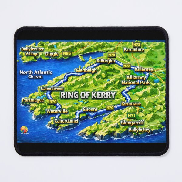 Item preview, Ring Of Kerry Map in 3d County Kerry designed and sold by OliDesigns.