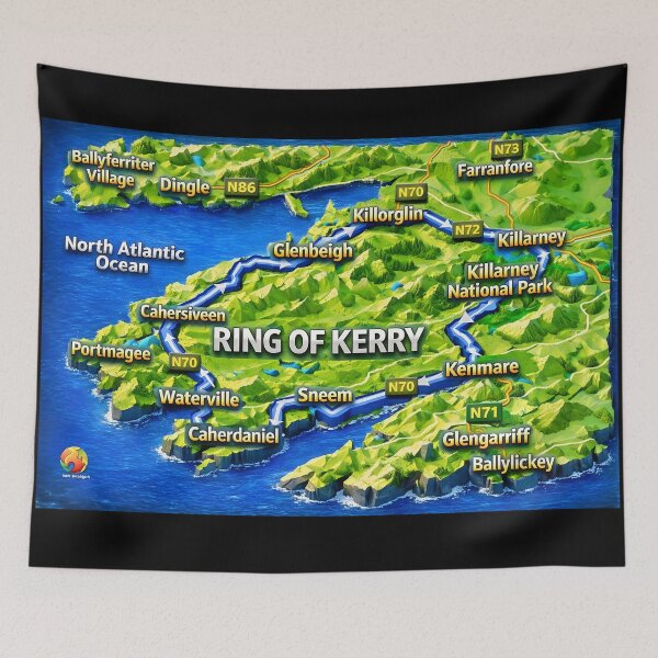 Item preview, Ring Of Kerry Map in 3d County Kerry designed and sold by OliDesigns.
