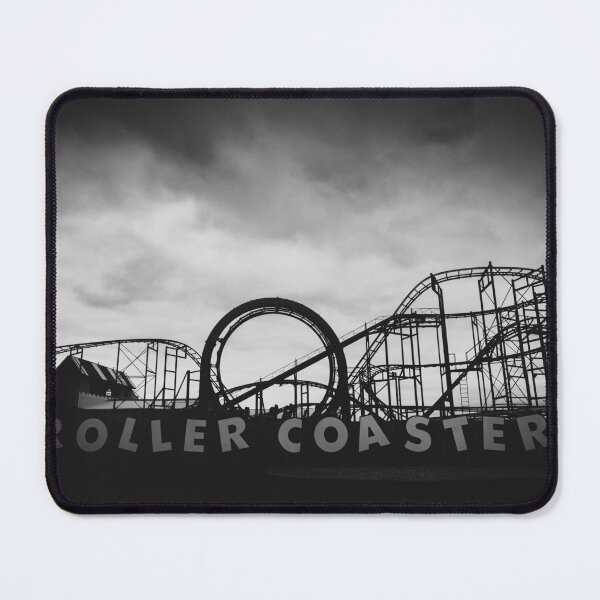 Item preview, Vintage abandoned roller coaster and amusement park black and white photograph poster art print designed and sold by Astrid Arkhangelsky.