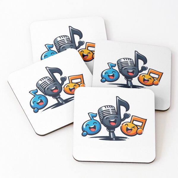Item preview, Happy Musical Notes and Microphone Cartoon Mascot designed and sold by Dreamy Armine Art.