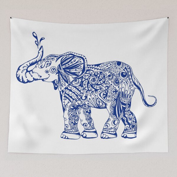 Item preview, Majestic Ornamental Elephant – Decorative Folk Art Illustration designed and sold by AlisaArtDecor.