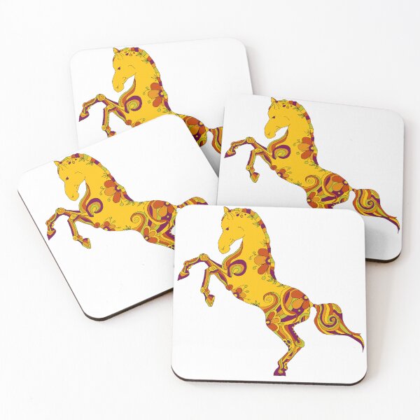 Item preview, Decorative Rearing Horse – Folk Art Horse Illustration designed and sold by AlisaArtDecor.