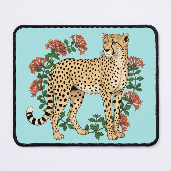 Item preview, Cheetah Standing Among Honeysuckle Mammal Wildlife Art designed and sold by BirdsnStuff.