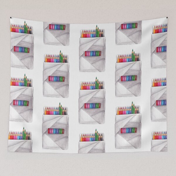 Item preview, Colored Pencils Still Life – Artist Studio Drawing designed and sold by AlisaArtDecor.