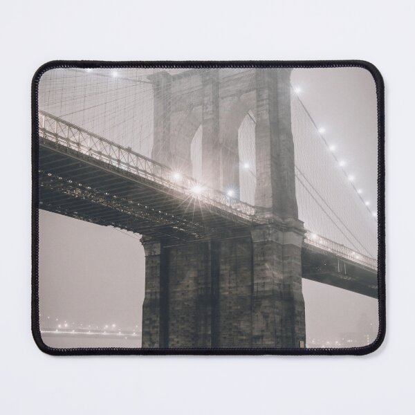 Item preview, Vintage East River, Brooklyn Bridge, New York City black and white photograph poster art print designed and sold by Astrid Arkhangelsky.