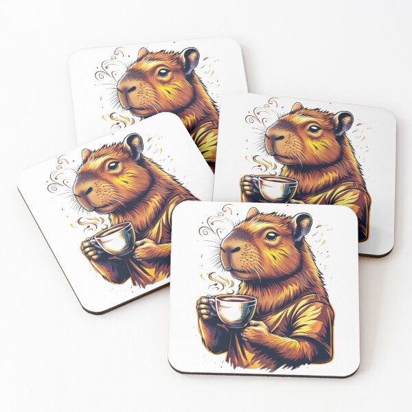 Item preview, capybara with coffee designed and sold by GUNAPRIYAA.