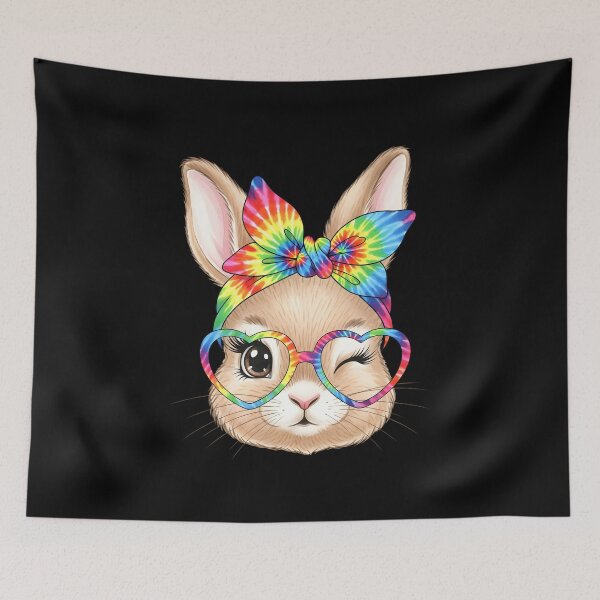 Item preview, Cute Bunny Face Tie Dye Glasses Happy Easter designed and sold by OlakunleOloroz.