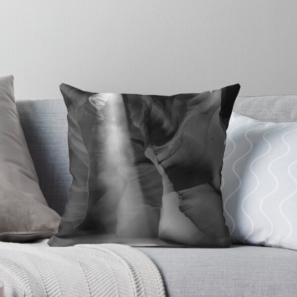 Item preview, Sandstone slot canyon ray of light, Antelope Canyon, Navajo land near Page, Arizona black and white photograph poster art print designed and sold by Astrid Arkhangelsky.