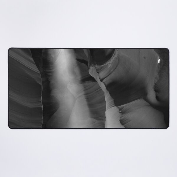 Item preview, Sandstone slot canyon ray of light, Antelope Canyon, Navajo land near Page, Arizona black and white photograph poster art print designed and sold by Astrid Arkhangelsky.