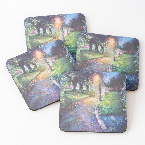 Item preview, Autumn by Street light - dawn leaves glow pathway designed and sold by LittleLiz.