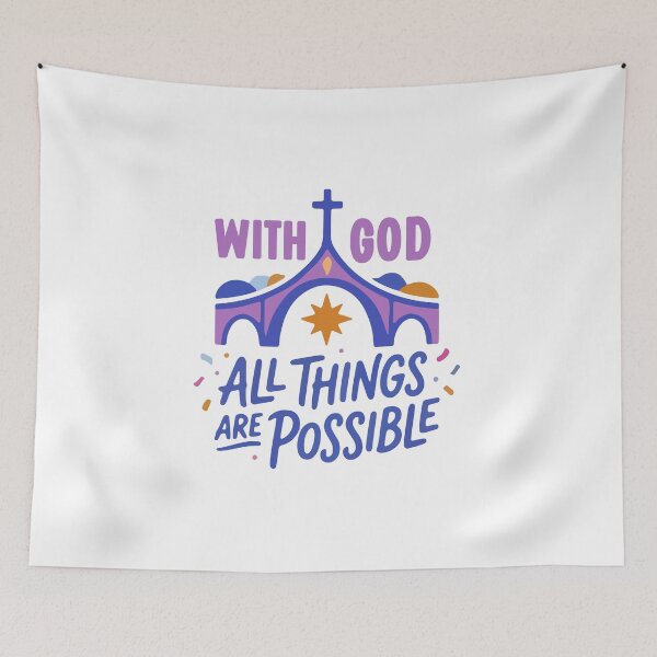 Item preview, With God All Things Are Possible – Matthew 19:26 Christian Faith Quote designed and sold by stylishdzign.