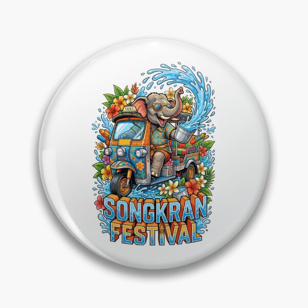 Item preview, Elephant Driving Tuk Tuk Splashing Water Songkran Festival Art designed and sold by Tong4130.