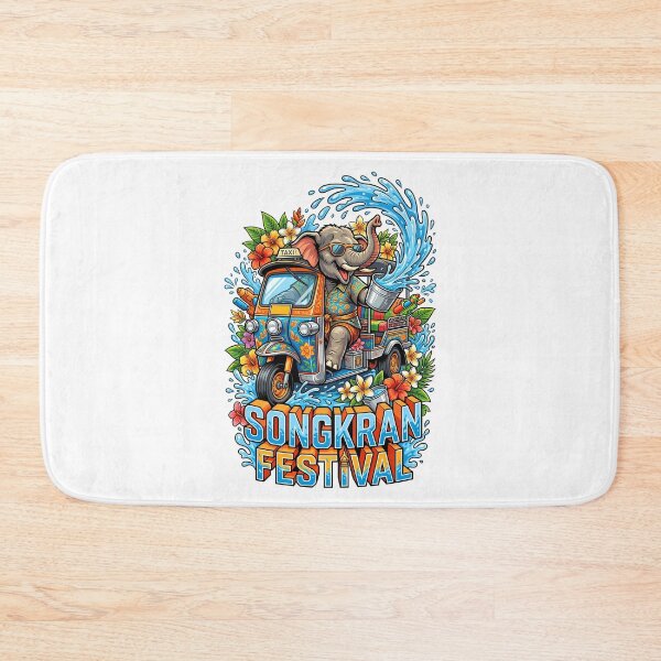 Item preview, Elephant Driving Tuk Tuk Splashing Water Songkran Festival Art designed and sold by Tong4130.
