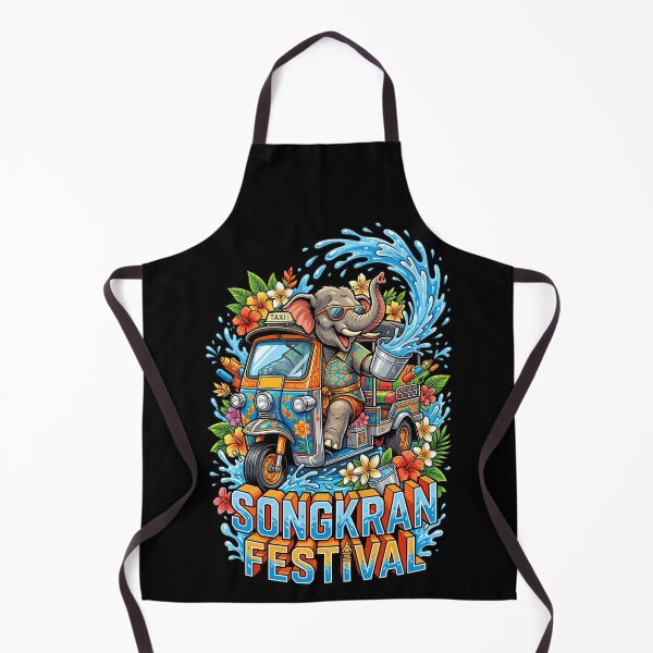 Item preview, Elephant Driving Tuk Tuk Splashing Water Songkran Festival Art designed and sold by Tong4130.