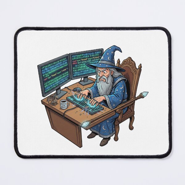 Item preview, Wizard Programmer Aggressively Typing Magic Code designed and sold by Kvarny.