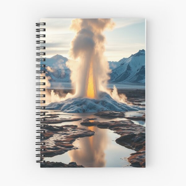 Item preview, Erupting Geyser in Snowy Mountain Landscape designed and sold by Vida e Arte.