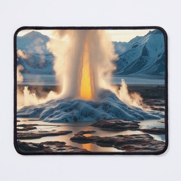 Item preview, Erupting Geyser in Snowy Mountain Landscape designed and sold by Vida e Arte.