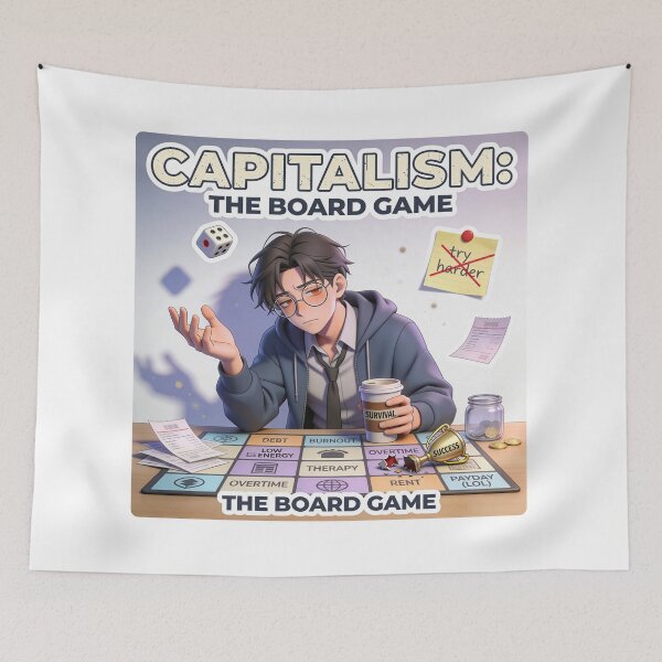 Item preview, Capitalism: The Board Game – Debt, Burnout, and Therapy designed and sold by Panda LuL Art.