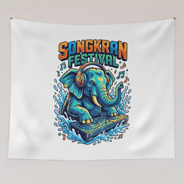 Item preview, DJ Elephant Mixing Music Water Splash Songkran Festival Design designed and sold by Tong4130.