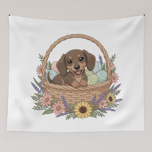 Item preview, Cute Easter Dachshund Puppy in Basket – Spring Dog Lover Gift designed and sold by The Real Life Symphony.