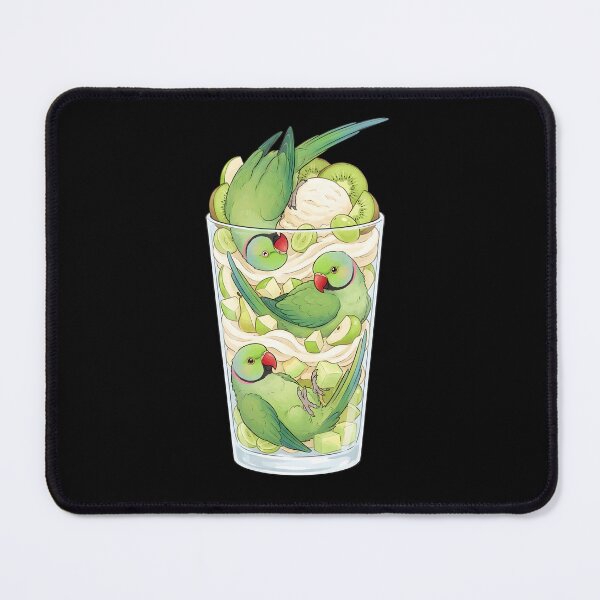 Item preview, Funny Green Ringneck Parrots in Ice Cream Dessert designed and sold by DoodleTortle.