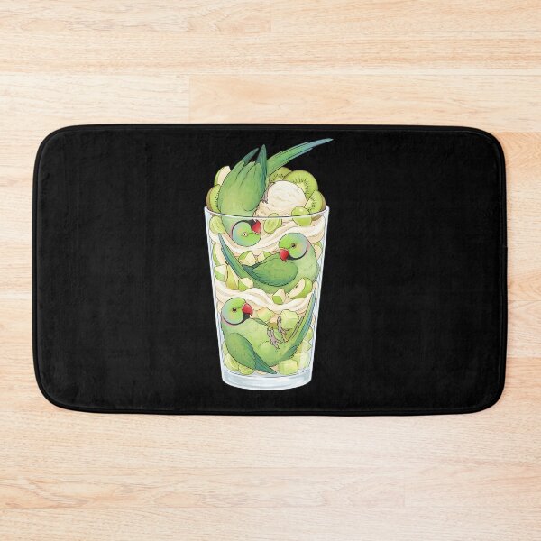 Item preview, Funny Green Ringneck Parrots in Ice Cream Dessert designed and sold by DoodleTortle.