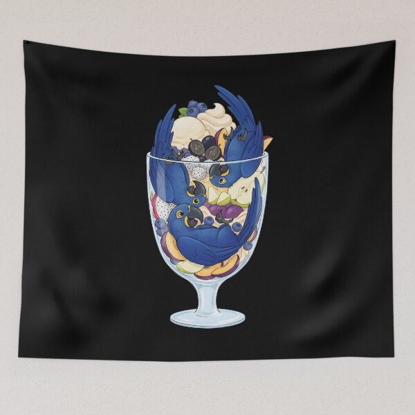 Item preview, Funny Hyacinth Macaw Parrots in Ice Cream Dessert designed and sold by DoodleTortle.