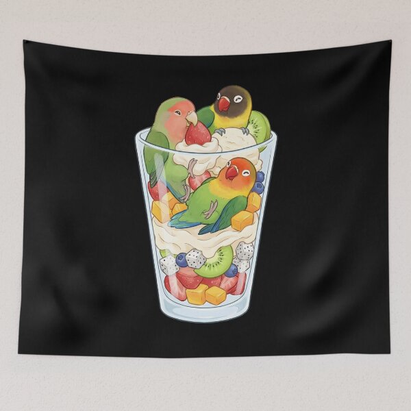 Item preview, Funny Lovebird Parrots in Ice Cream Dessert designed and sold by DoodleTortle.