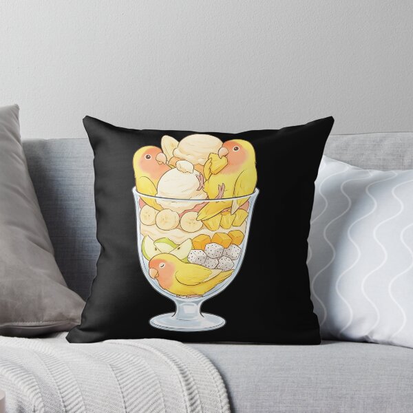 Item preview, Funny Lutino Lovebird Parrots in Ice Cream Dessert designed and sold by DoodleTortle.