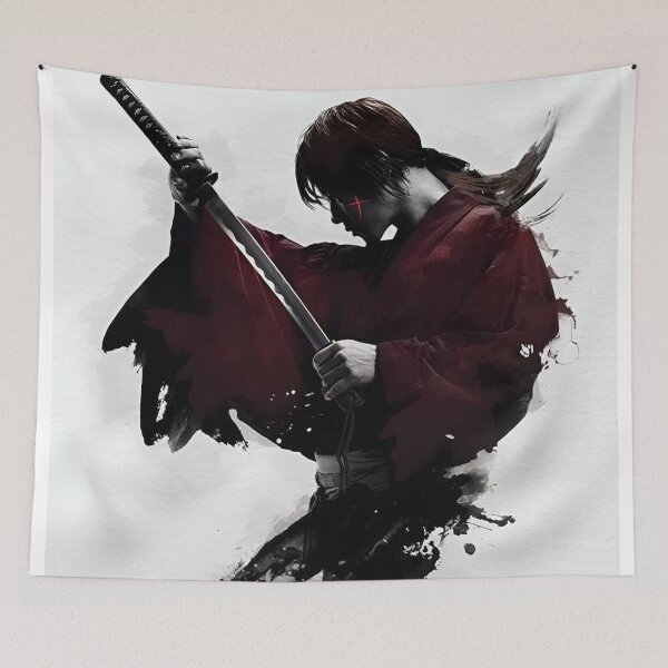 Item preview, Crimson Shadow Samurai – Minimalist Japanese Warrior Ink Art designed and sold by Dyan4.