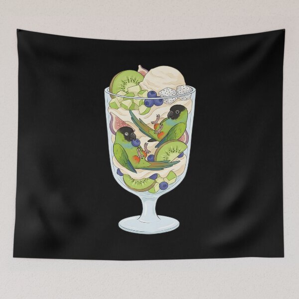 Item preview, Funny Nanday Conure Parrots in Ice Cream Dessert designed and sold by DoodleTortle.