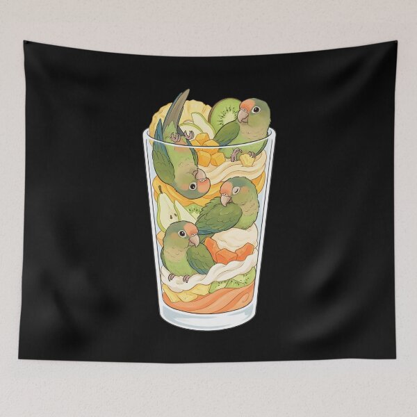 Item preview, Funny Peach Fronted Conure Parrots in Ice Cream Dessert designed and sold by DoodleTortle.