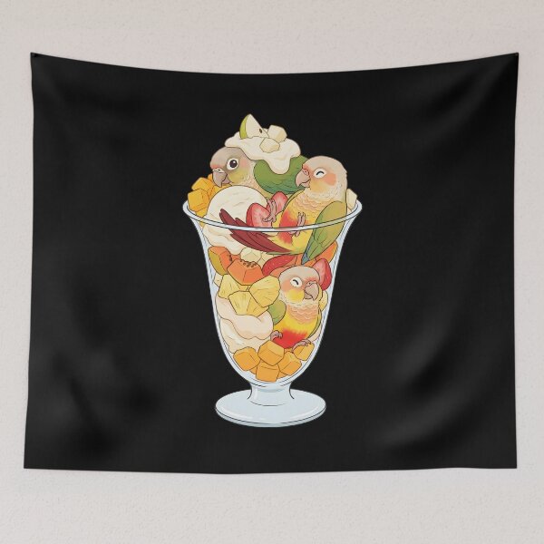 Item preview, Funny Pineapple Green Cheeked Conure Parrots in Ice Cream Dessert designed and sold by DoodleTortle.
