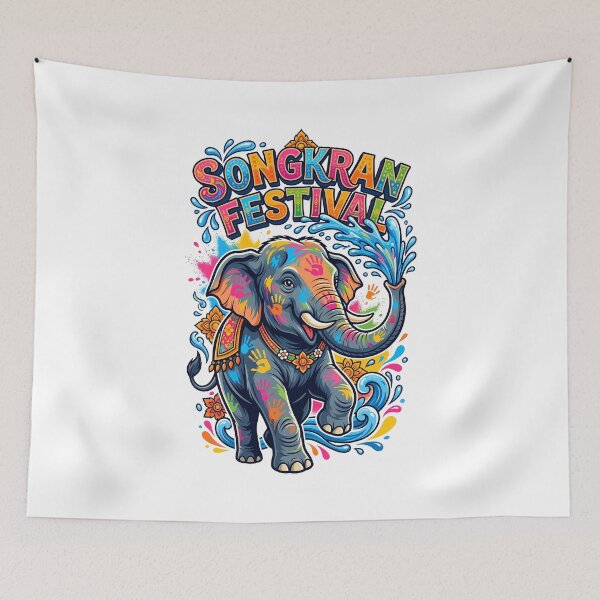 Item preview, Elephant Powder Face Traditional Thai Water Songkran Festival Art designed and sold by Tong4130.