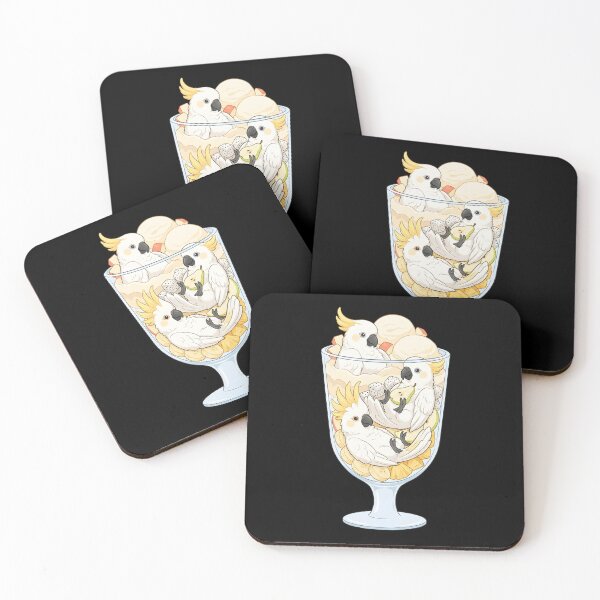 Item preview, Funny Sulphur-crested Cockatoo Parrots in Ice Cream Dessert designed and sold by DoodleTortle.