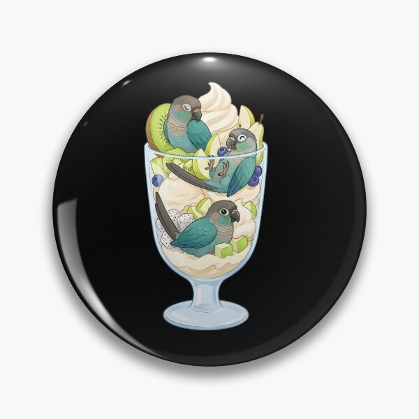 Item preview, Funny Turquoise Green Cheeked Conure Parrots in Ice Cream Dessert designed and sold by DoodleTortle.