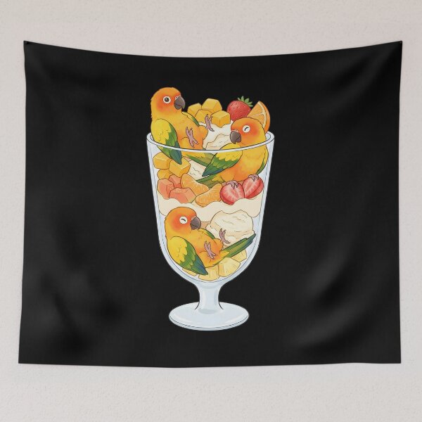 Item preview, Funny Sun Conure Parrots in Ice Cream Dessert designed and sold by DoodleTortle.