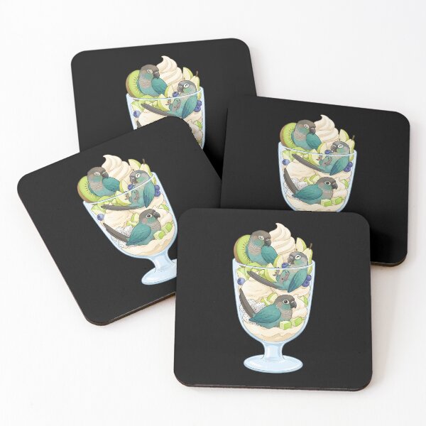 Item preview, Funny Turquoise Green Cheeked Conure Parrots in Ice Cream Dessert designed and sold by DoodleTortle.