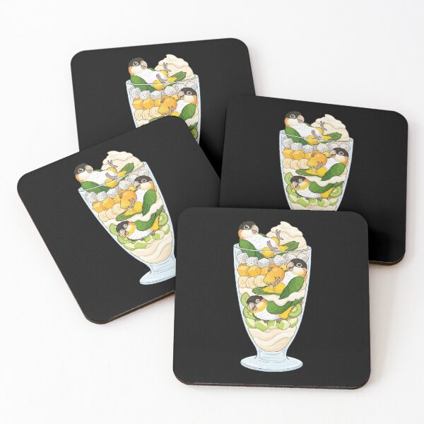 Item preview, Funny White Bellied Caique Parrots in Ice Cream Dessert designed and sold by DoodleTortle.