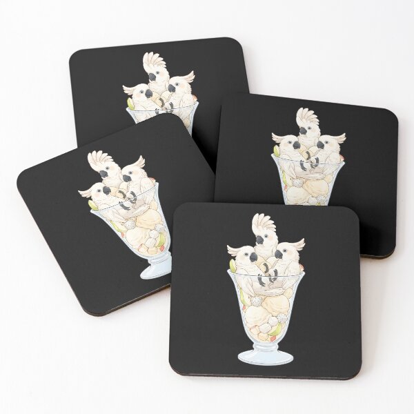 Item preview, Funny White Umbrella Cockatoo Parrots in Ice Cream Dessert designed and sold by DoodleTortle.