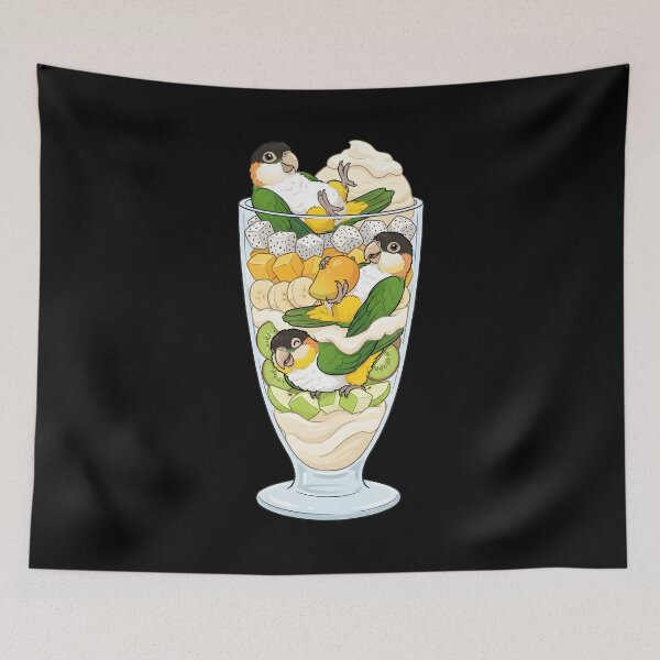 Item preview, Funny White Bellied Caique Parrots in Ice Cream Dessert designed and sold by DoodleTortle.