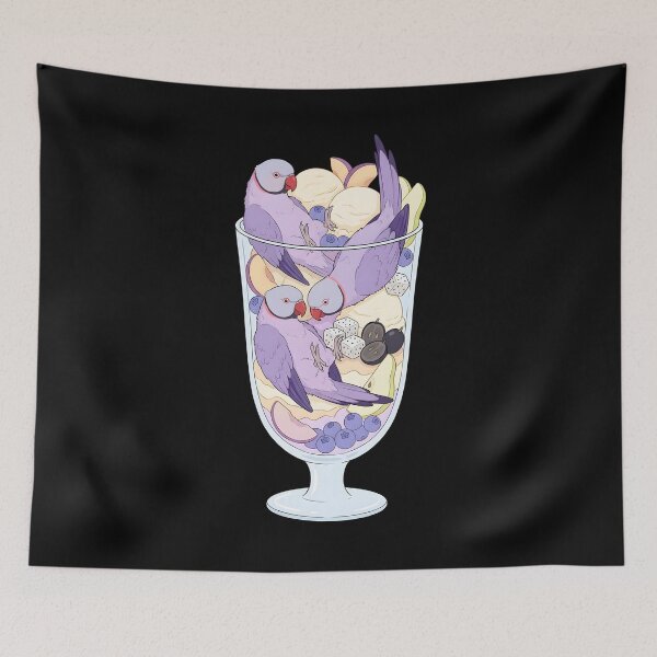Item preview, Funny Violet Indian Ringneck Parrots in Ice Cream Dessert designed and sold by DoodleTortle.